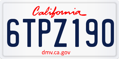 CA license plate 6TPZ190