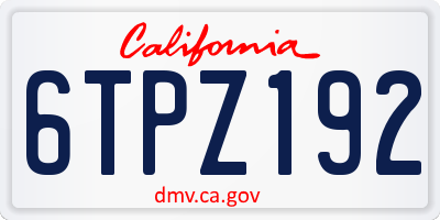 CA license plate 6TPZ192