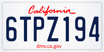 CA license plate 6TPZ194