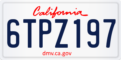 CA license plate 6TPZ197