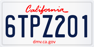 CA license plate 6TPZ201