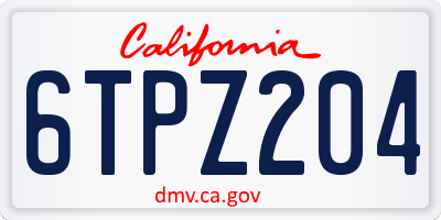 CA license plate 6TPZ204