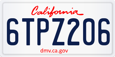 CA license plate 6TPZ206