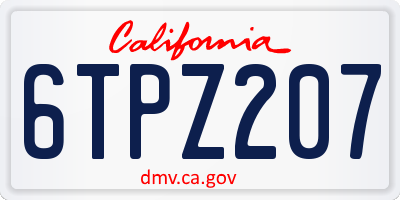 CA license plate 6TPZ207