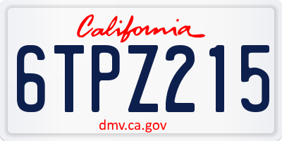 CA license plate 6TPZ215