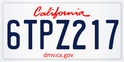 CA license plate 6TPZ217