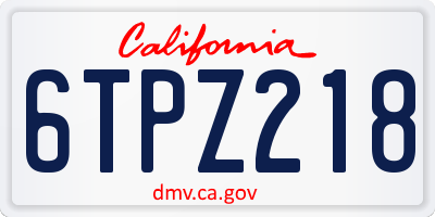 CA license plate 6TPZ218