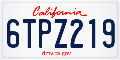 CA license plate 6TPZ219