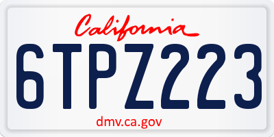 CA license plate 6TPZ223