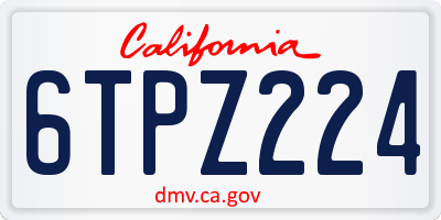 CA license plate 6TPZ224