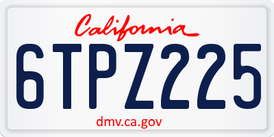 CA license plate 6TPZ225