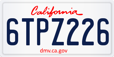 CA license plate 6TPZ226