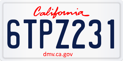 CA license plate 6TPZ231