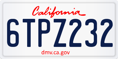 CA license plate 6TPZ232