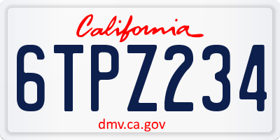 CA license plate 6TPZ234