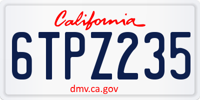 CA license plate 6TPZ235