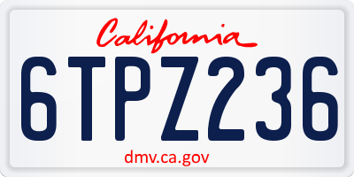 CA license plate 6TPZ236