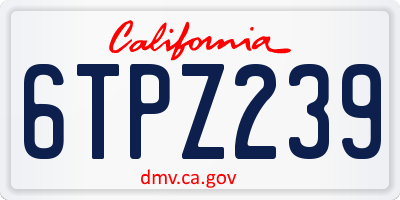 CA license plate 6TPZ239