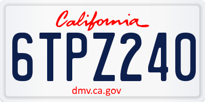 CA license plate 6TPZ240