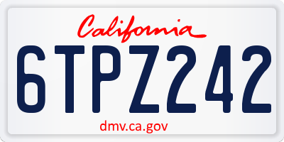 CA license plate 6TPZ242