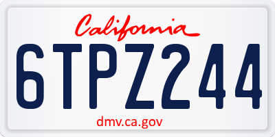 CA license plate 6TPZ244