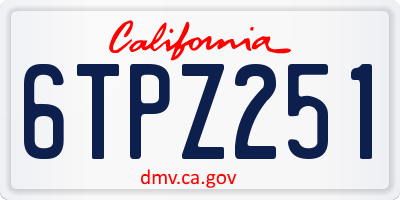 CA license plate 6TPZ251