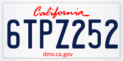 CA license plate 6TPZ252