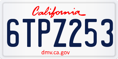 CA license plate 6TPZ253