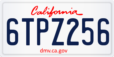 CA license plate 6TPZ256
