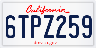 CA license plate 6TPZ259
