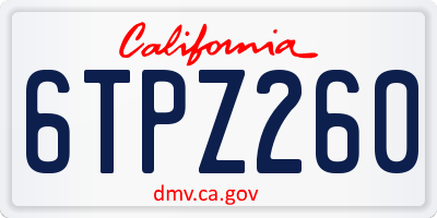 CA license plate 6TPZ260