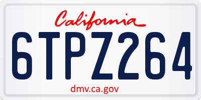 CA license plate 6TPZ264