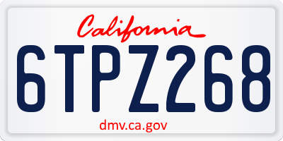 CA license plate 6TPZ268