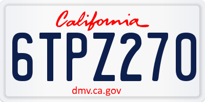 CA license plate 6TPZ270