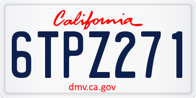 CA license plate 6TPZ271