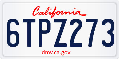 CA license plate 6TPZ273