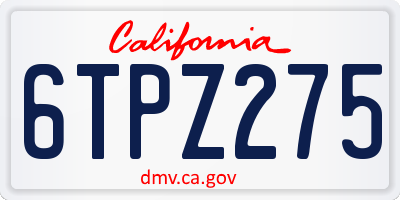 CA license plate 6TPZ275