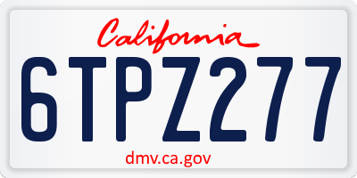 CA license plate 6TPZ277