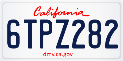 CA license plate 6TPZ282