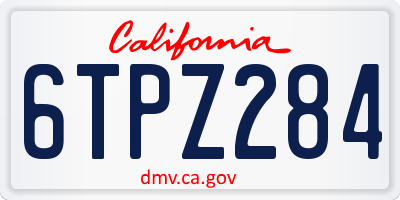 CA license plate 6TPZ284