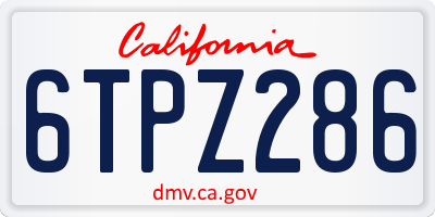 CA license plate 6TPZ286