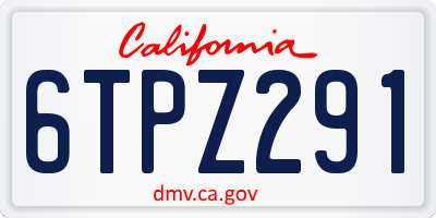 CA license plate 6TPZ291