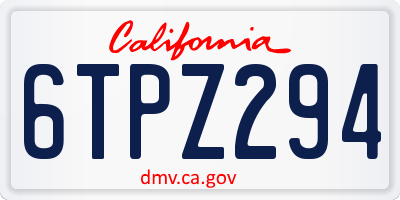 CA license plate 6TPZ294