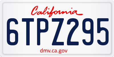 CA license plate 6TPZ295