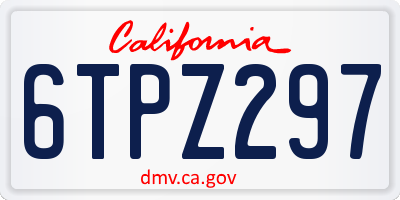 CA license plate 6TPZ297