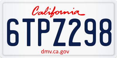 CA license plate 6TPZ298