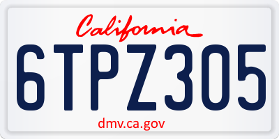 CA license plate 6TPZ305