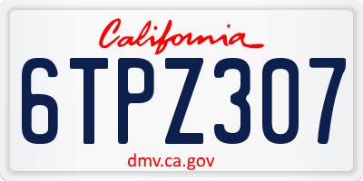 CA license plate 6TPZ307