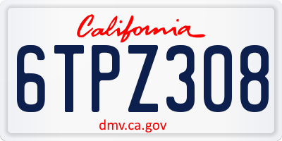 CA license plate 6TPZ308