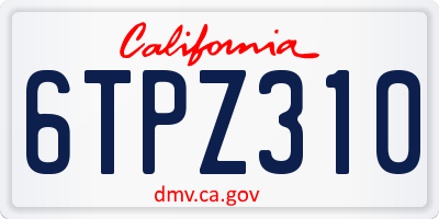 CA license plate 6TPZ310